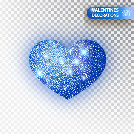 Heart blue glitter isoleted on transparent background. Blue sparkles heart. Valentine Day symbol. Love concept design. Vector illustration 10 epsのイラスト素材
