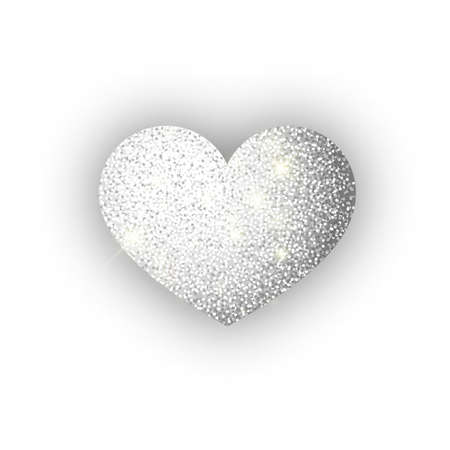 Heart silver glitter isoleted on white background. Silver sparkles heart. Valentine Day symbol. Love concept design. Vector illustration 10 eps.のイラスト素材