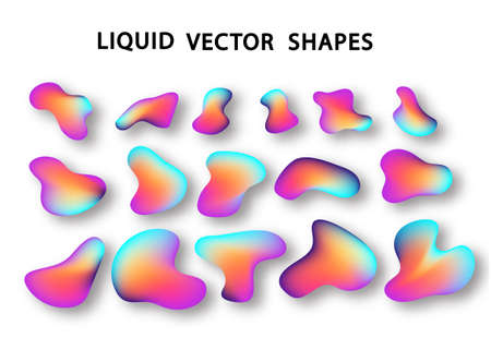 Fluid shape layout isolated template. Fluid gradient elements. Colorful abstract shapes. Futuristic trendy dynamic elements. Liquid gradient elements for minimal banner, logo, social post.のイラスト素材