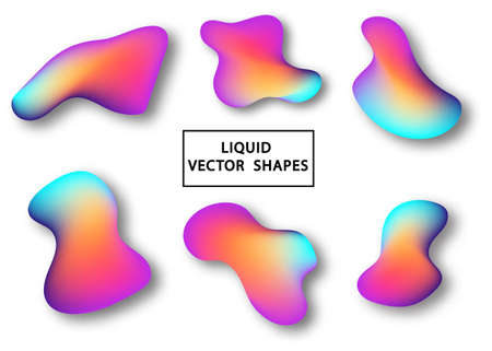 Fluid shape layout isolated template. Fluid gradient elements. Colorful abstract shapes. Futuristic trendy dynamic elements. Liquid gradient elements for minimal banner, social post.のイラスト素材