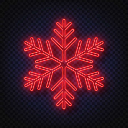 Neon snowflake isolated on transparent background. Christmas and New Years design template, mockup. Stocking Christmas decorations.のイラスト素材