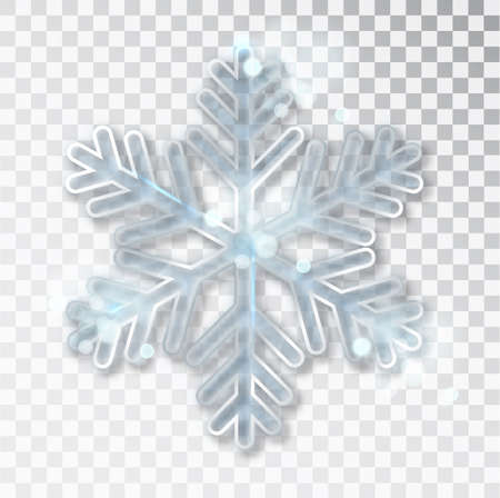 Snowflake transparent with shadow isolated on background. Christmas and New Year s design template, mockup. Stocking Christmas decorations.のイラスト素材