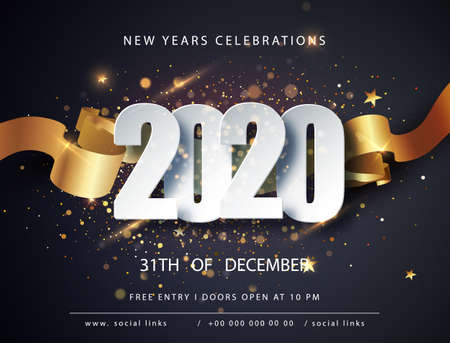 Happy new 2020 year. Winter holiday greeting card design template. Christmas and New Year posters....