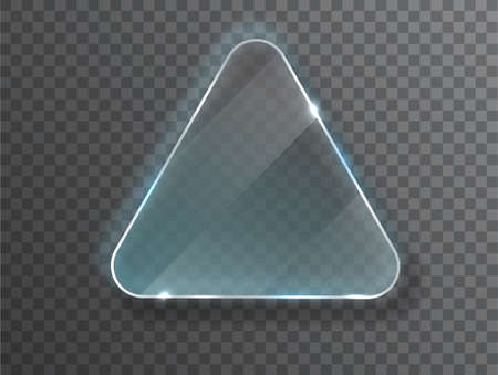 Triangle Glass plate isolated on transparent background. Glass plate mock up. Glass framework. Photo realistic vector illustrationのイラスト素材