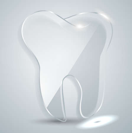 Glass plate in the form of a tooth. Logo of dental clinicsのイラスト素材