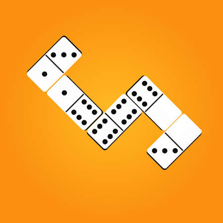 Creative vector illustration of realistic dominoes with on an orange background. Domino bone art design. Abstract concept . Vector illusration EPS 10のイラスト素材