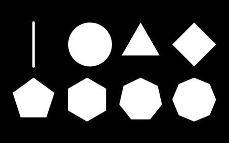 White Polygon shapes with different sides vector set. Various pattern shapes with isolated white...