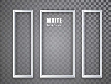 White Frame vertical mockup template isolated on transparent ackground. White blank picture frames. Empty frame.のイラスト素材