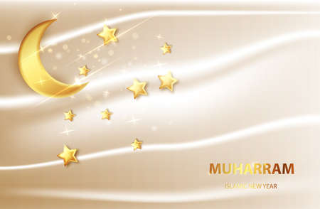 Happy muharram islamic new hijri year background. Islam, muslim religion bannerのイラスト素材