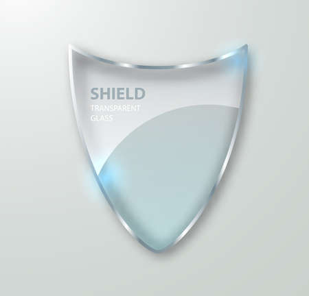 Transparent glass shield sign on transterent background. Vector realistic Protective glass illustrationのイラスト素材