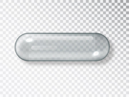 Transparent Capsule Pill. Empty Medicine capsule shape container isolated on transparent backgroundのイラスト素材