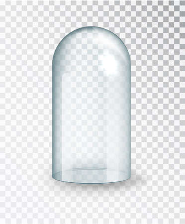 Glass dome.Transparent glass cover. Vertical empty dome isolated on transparent background.のイラスト素材