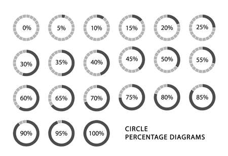 Percentage vector infographics. 0 to 100 percent. Pie charts. Business info graphic design. Vector illustrationのイラスト素材