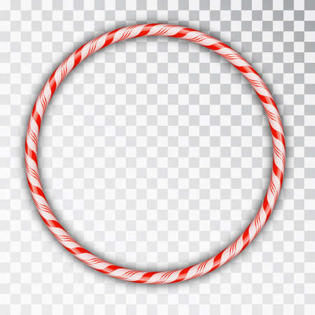 Round frame made of candy canes. Circle Christmas border isolated on transparent backgroundのイラスト素材