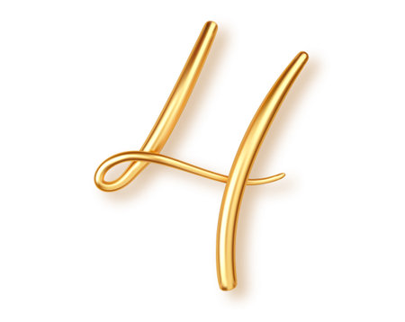 Gold number 4, 3d realistic lettering isolated on transperent background. Number four uppercase for the design of banner or greeting card, significant date or eventのイラスト素材