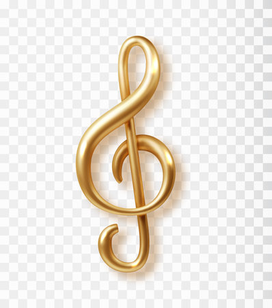 Gold Treble clef vector icon isolated. Realistic 3d vector.のイラスト素材