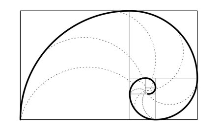 Golden spiral template. Golden ration and the Fibonacci Spiral.のイラスト素材