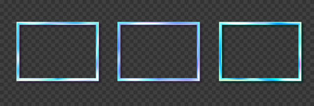 Rectangular holographic frames set. Crystal refraction frame. Vector design elementのイラスト素材