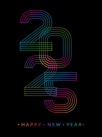 2025 Happy New Year Minimalist Style Vector Numbersのイラスト素材