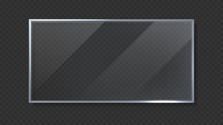 Realistic glass effect window mockup. Glass plate banners isolated. glass plate banners with Light effect.のイラスト素材