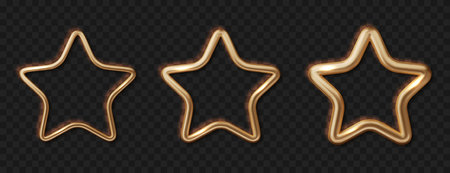 Realistic gold 3D star. Metal badge icon award. Shiny trophy vector isolated design.