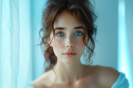 A before-and-after transformation showing the power of makeup and skincare routines. High quality photoの素材