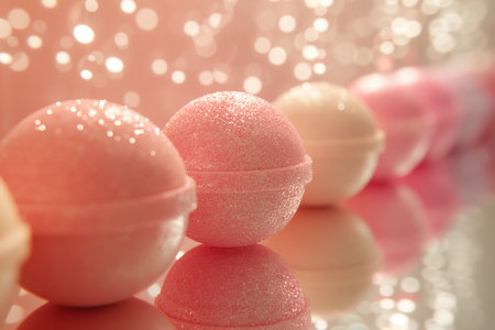 A colorful display of bath bombs, evoking joy and relaxation. High quality photoの素材