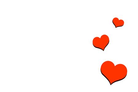 illustration with three red hearts on a white background, symbol of loveの写真素材