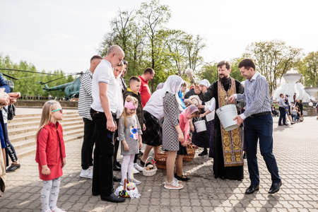 Beryoza, Belarus - April 27, 2019: The priest follows the Christian religious tradition of...