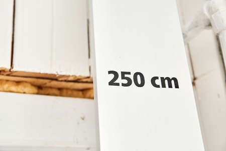 The mark on the instrument is 250 centimeters.