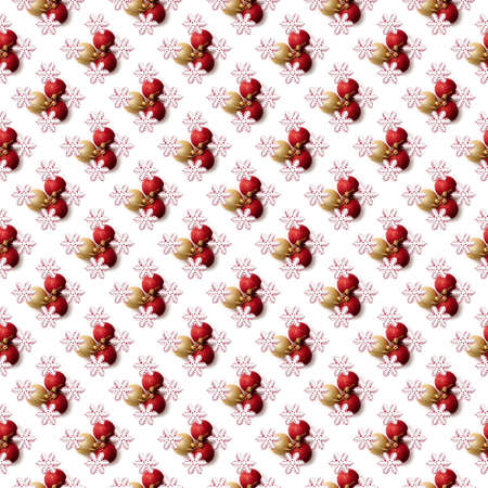 Seamless pattern with white snowflakes on a red background. Christmas texture. Design mockup....