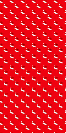 Seamless pattern with Santa Claus hat on a red background. christmas texture. Holiday design mockup concept. poster wallpaper. Vertical backdrop banner. template. Paper for a New Year greeting card.の写真素材