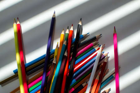 colored pencils, pencil set, pencils and sun shadeの写真素材