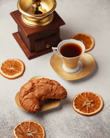 Sweet for tea or coffee. Fresh croissant. Baking for the holiday table