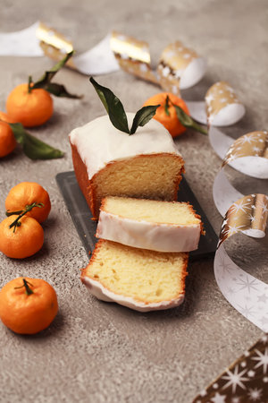 Homemade Christmas cake. Pie for the festive tableの写真素材