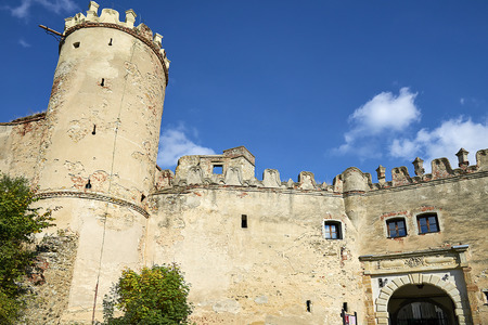 Boskovice, Czech Republic - September 28, 2013: Ruin of a 13th-century Gothic castle Boskovice hrad in southern Moravia, Czech Republic.のeditorial素材