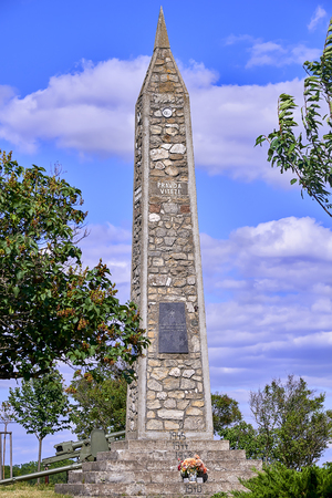 Vrbice, Czech Republic - June 30, 2018: A monument to the liberation. On top of the hill a monument to the liberation was after 1945, in memory of fighting II. world warのeditorial素材