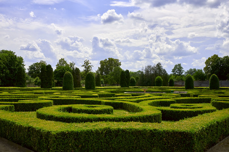 Bu?ovice, Czech Republic - June 10, 2018: Park near the renaissance chateau Bu?ovice.のeditorial素材