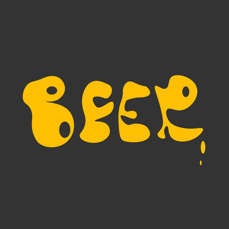 Lettering Beer in yellow on a gray backgroundのイラスト素材