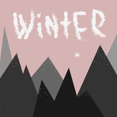 Winter mountain landscape with a star in the skyのイラスト素材