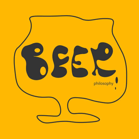 Beer house poster design on a yellow background.のイラスト素材