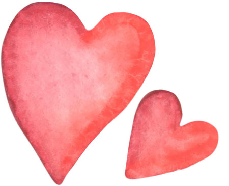 red hearts. watercolor clipart. hand drawn illustration.の写真素材