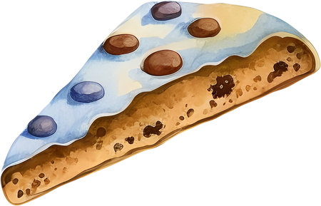 Piece of bluberry pie. Watercolor food illustration.の写真素材