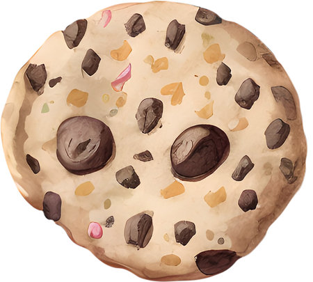 Chocolate cookie. Watercolor food illustration. Isolated clipart.の写真素材