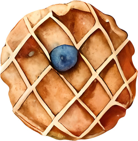 Waffle with blueberry. Pastry isolated clipart. Food illustration.の写真素材