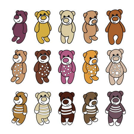 Set of cute teddy bearsのイラスト素材