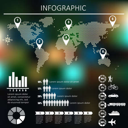World travel map and information graphics  Set elements of infographics のイラスト素材