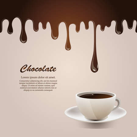 Seamless flowing melted chocolate with cup  のイラスト素材