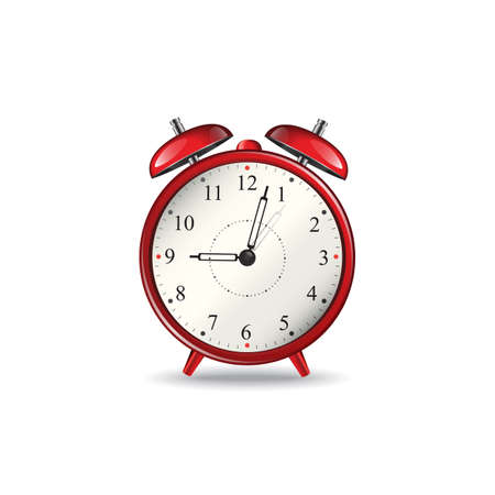 Alarm clock in red color isolated on white background.のイラスト素材
