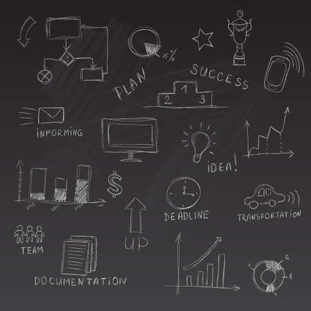 Set of chalk sketched business management infographics elementsのイラスト素材